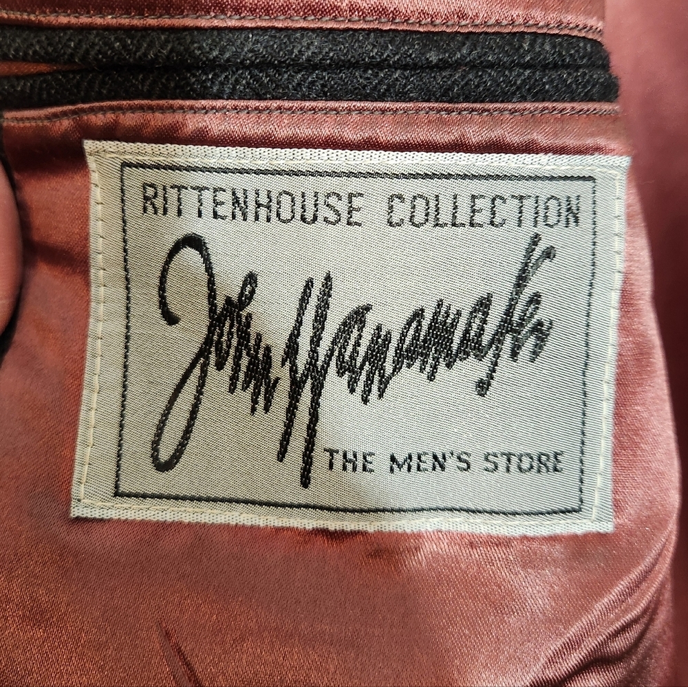 VINTAGE John Wanamaker Rittenhouse Collection 100% Wool Herringbone Overcoat 42R - Picture 2 of 12